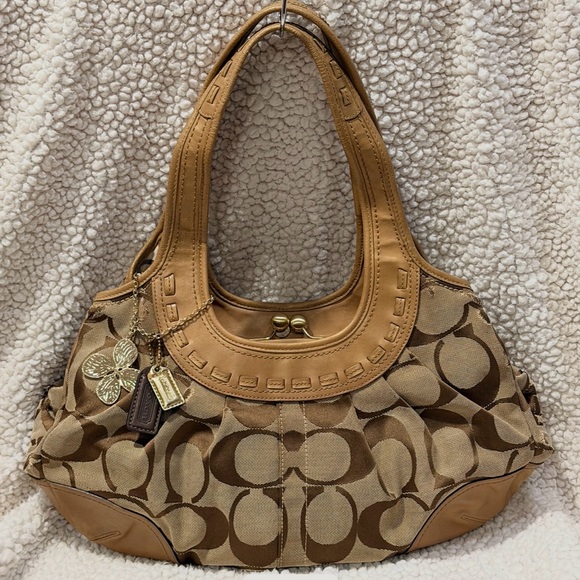 Coach Handbags - Coach Signature Tan And Gold Canvas/Leather Vintage Y2K Ergo Satchel